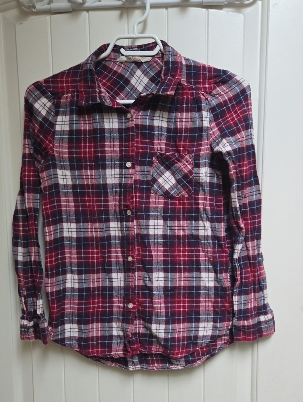 H&M Kids Red Plaid Casual Button-Down Shirt Long Sleeve 11-12 Years